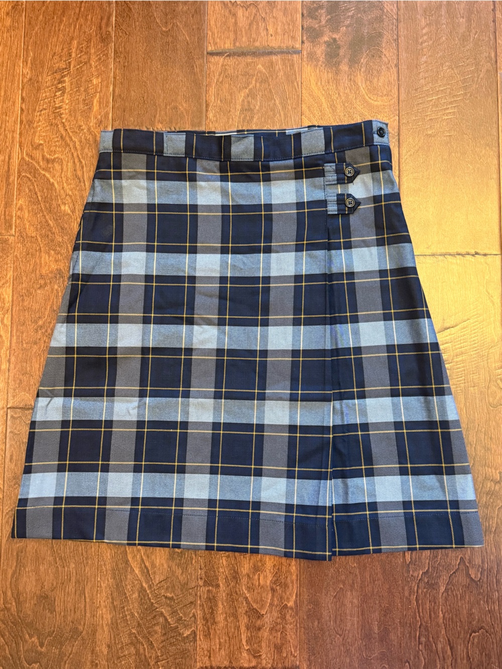Lands' End Navy Plaid Uniform Skirt